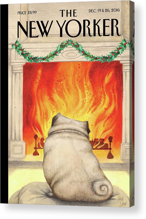 Pug Acrylic Print featuring the painting Yule Dog by Ana Juan
