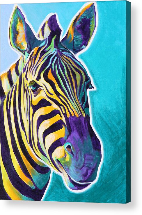 Zebra Acrylic Print featuring the painting Zebra - Sunrise by Dawg Painter
