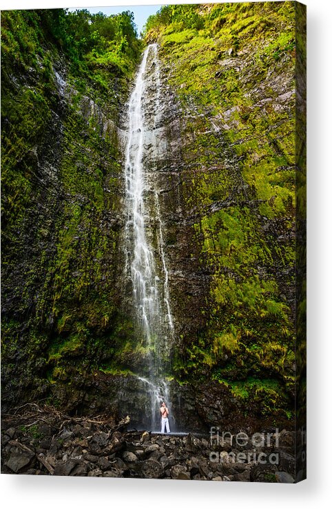 Waimoku Falls Acrylic Print featuring the photograph Zen Falls by Jamie Pham