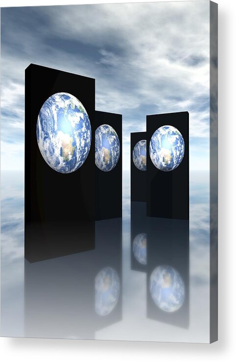 Vertical Acrylic Print featuring the digital art Parallel Universes, Conceptual Artwork #3 by Victor Habbick Visions