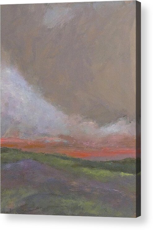 Landscape Acrylic Print featuring the painting Abstract Landscape - Scarlet light by Kathleen Grace