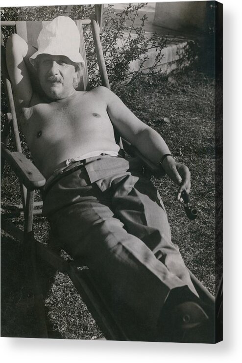 History Acrylic Print featuring the photograph Albert Einstein 1879-1955, Sunbathing by Everett
