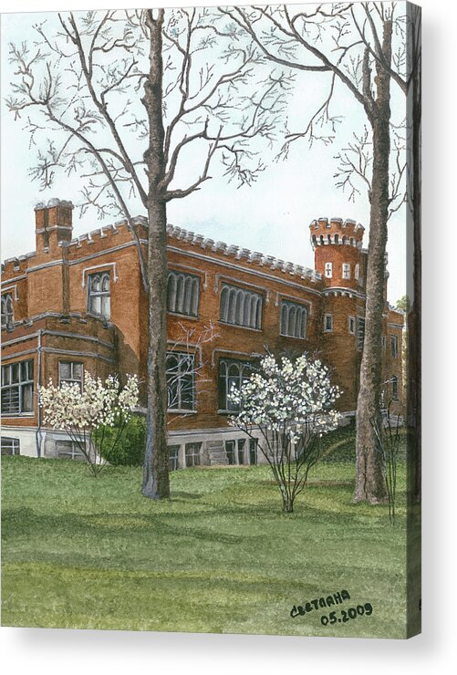 Landscape Acrylic Print featuring the painting Arrival of Spring at Culver by Svetlana Jenkins