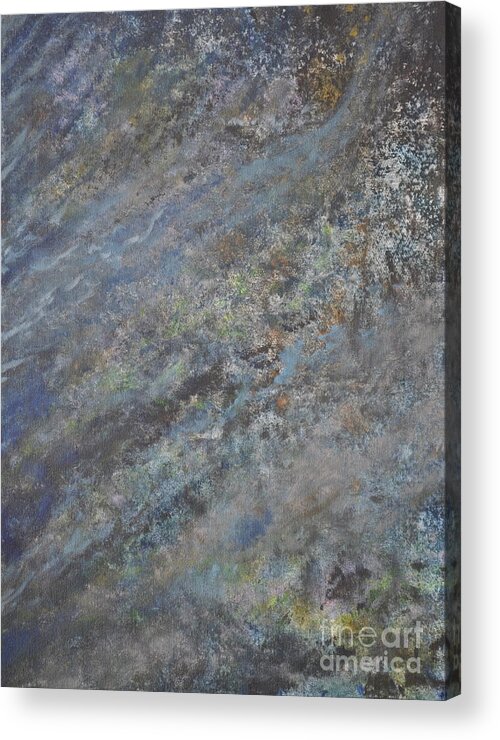 Blue Abstract Acrylic Print featuring the painting Blue Nebula #2 by Penny Neimiller