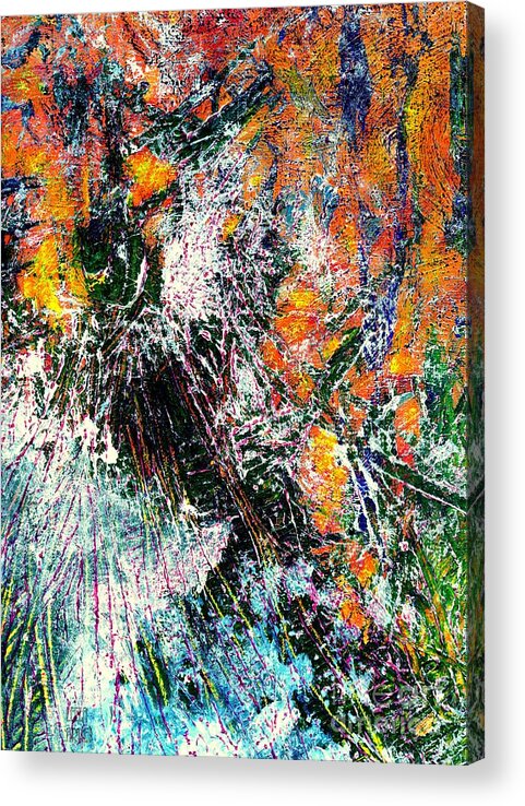 Acrylic Acrylic Print featuring the painting Burst in Orange by Leela Arnet