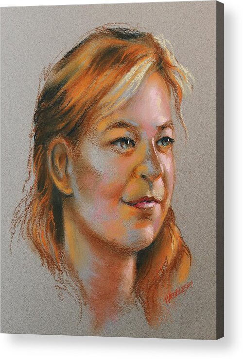 Portrait Acrylic Print featuring the pastel Colleen by Peggy Wrobleski