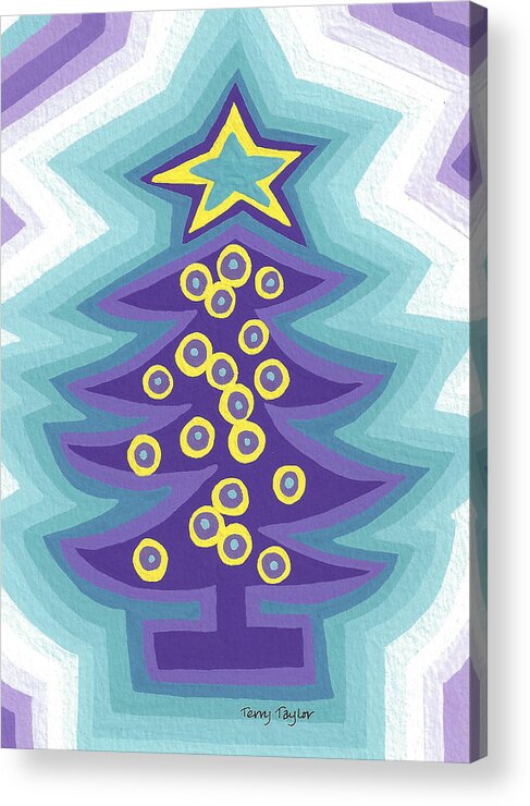 Christmas Acrylic Print featuring the painting Crazy Christmas Tree by Terry Taylor