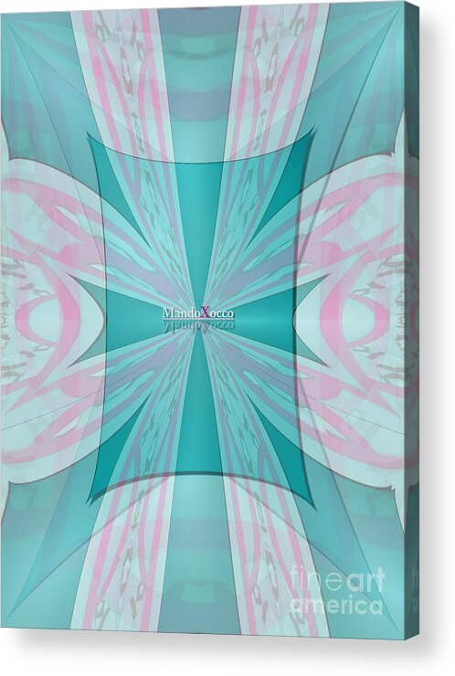 Design Acrylic Print featuring the mixed media Cream Mint Flow by Mando Xocco