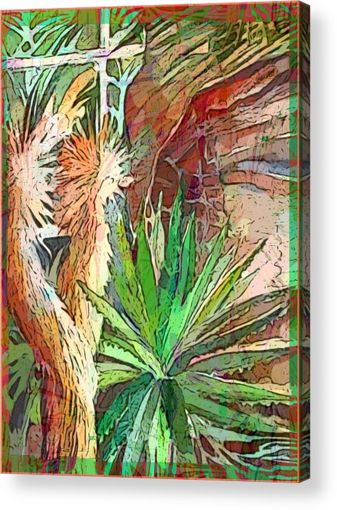 Cactus Acrylic Print featuring the painting Desert Heat by Mindy Newman