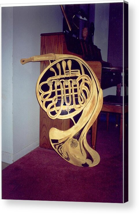 Double French Horn Acrylic Print featuring the mixed media Double French Horn by Val Oconnor