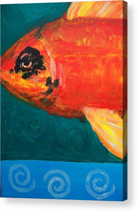 Mixed Media Acrylic Print featuring the painting Feesh by Krista Ouellette