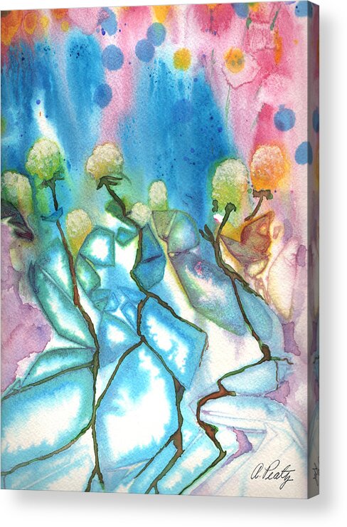 Ice Acrylic Print featuring the painting Flowers on Ice by Audrey Peaty