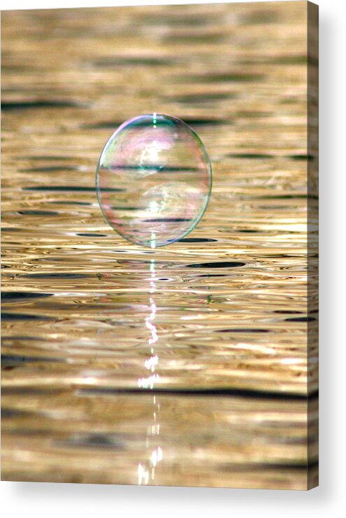 Bubble Acrylic Print featuring the photograph Golden Bubble by Cathie Douglas