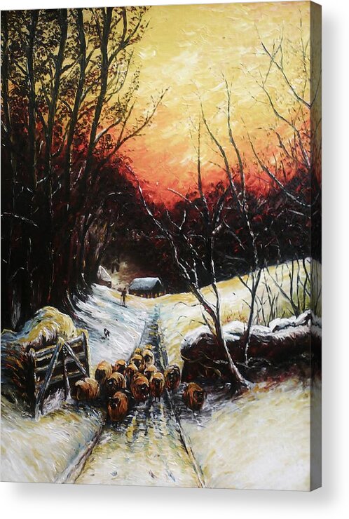 Snow Acrylic Print featuring the painting Homeward bound by Andrew Read