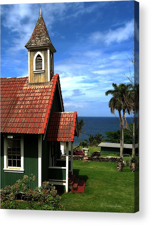 Green Church Acrylic Print featuring the photograph Little Green Church in Hawaii by Dorothy Cunningham
