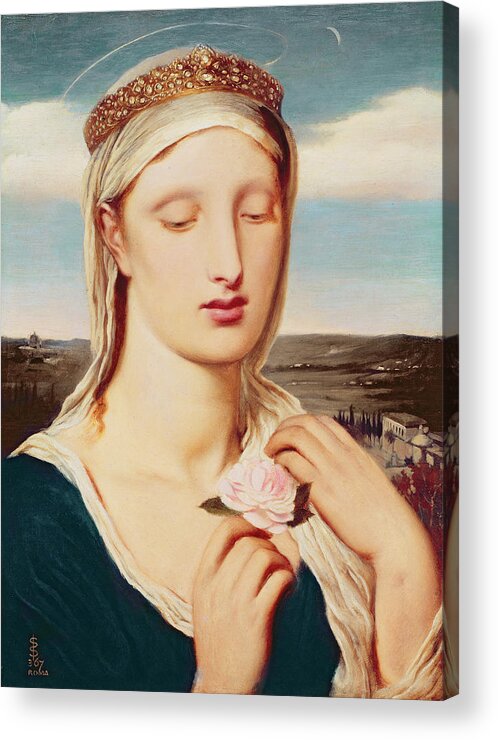 Madonna (oil On Panel) By Simeon Solomon (1840-1905) Acrylic Print featuring the painting Madonna by Simeon Solomon