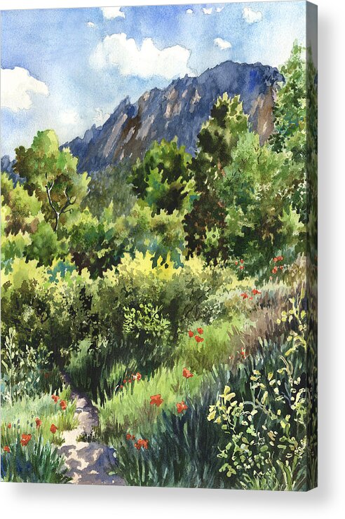 Green Painting Acrylic Print featuring the painting McClintock Trailhead by Anne Gifford