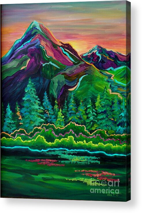 Mountain Landscape Acrylic Print featuring the painting Mountain Splendor by Genie Morgan