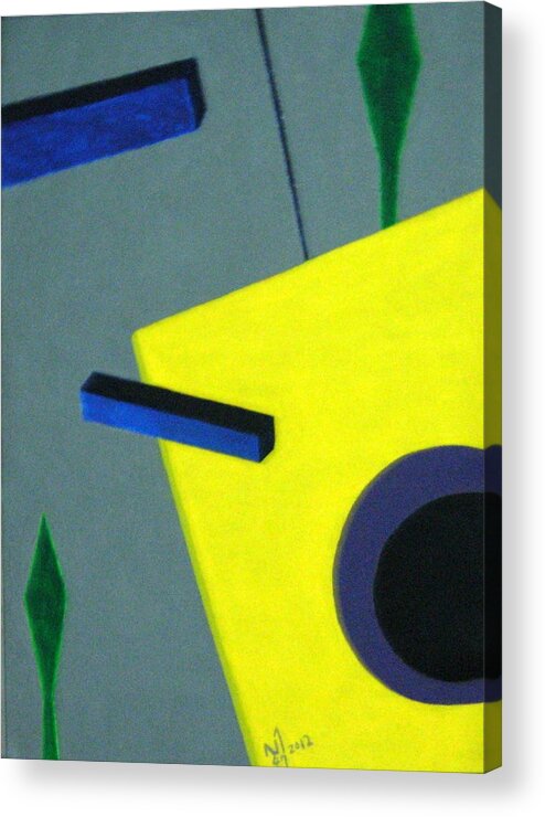 Geometrical Arrangement Acrylic Print featuring the painting No.365 by Vijayan Kannampilly
