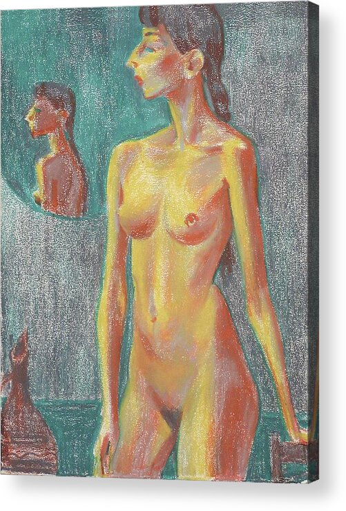 Nude Acrylic Print featuring the painting Nu 7 by Leonid Petrushin