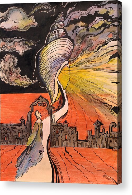 Fantasy Acrylic Print featuring the painting On the way to my Subconsciousness by Valentina Plishchina