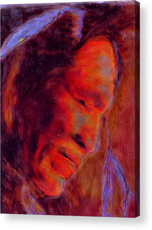Native Native Spirtuality First Nation Aboriginal Indegineous Acrylic Print featuring the painting Singing a Prayer into the World by FeatherStone Studio Julie A Miller