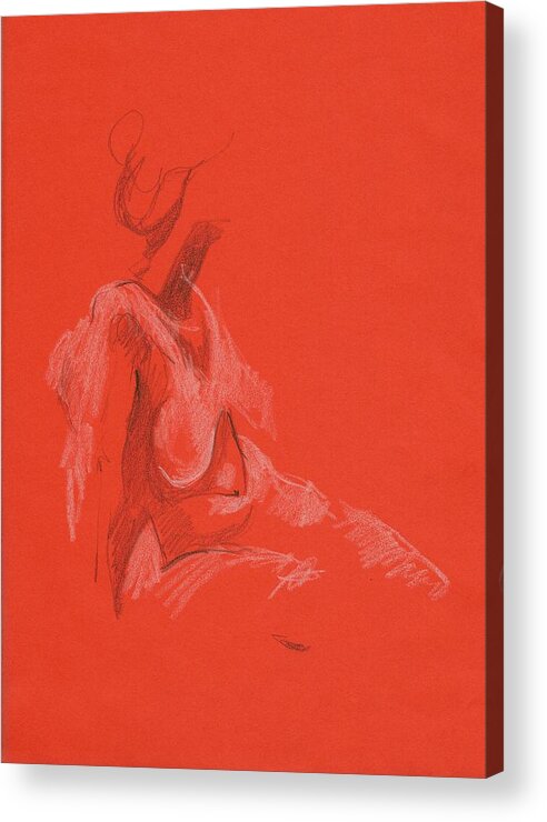 Gesture Drawing Acrylic Print featuring the drawing Sitting Model 1999 by Marica Ohlsson