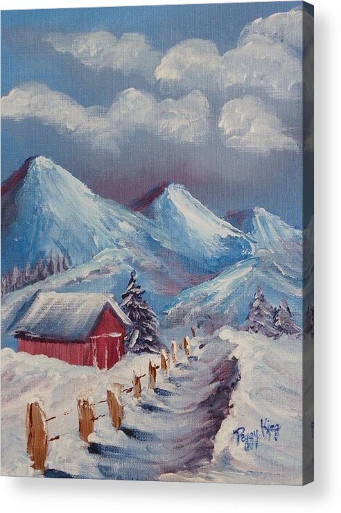 Mountain Scene Acrylic Print featuring the painting Snow Path by Peggy King