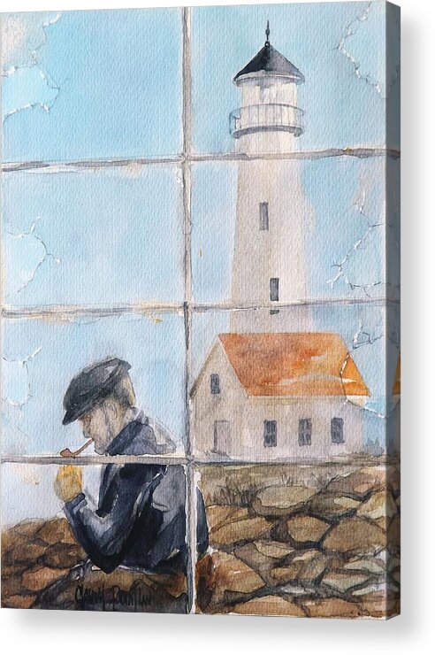 Old Seaman Acrylic Print featuring the painting The Light house Keeper by Gary Partin