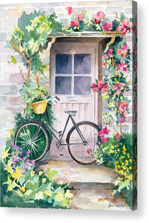 England Acrylic Print featuring the painting The pleasure of biking in England by Jean Walker White