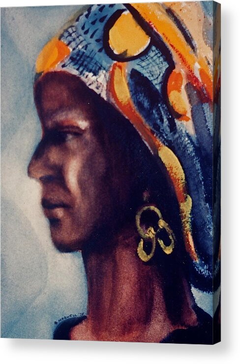 Bettye Harwell Women Acrylic Print featuring the painting Turbanned Lady by Bettye Harwell