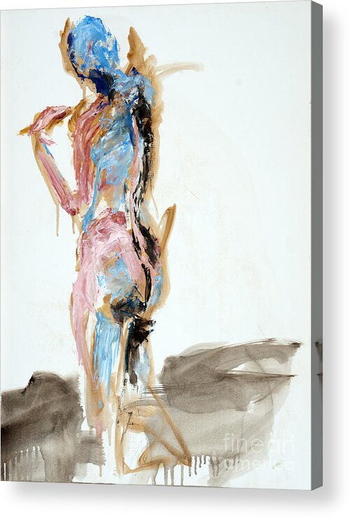 Nude Acrylic Print featuring the painting 04928 Dreamer by AnneKarin Glass