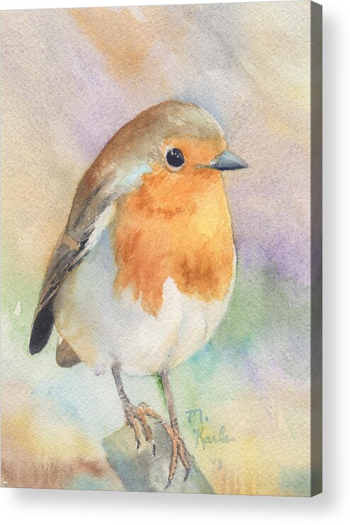 Bird Acrylic Print featuring the painting British Robin by Marsha Karle