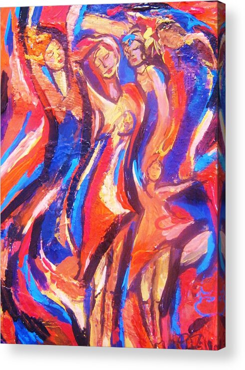 Figures.female Acrylic Print featuring the painting Dance #1 by Dawn Caravetta Fisher