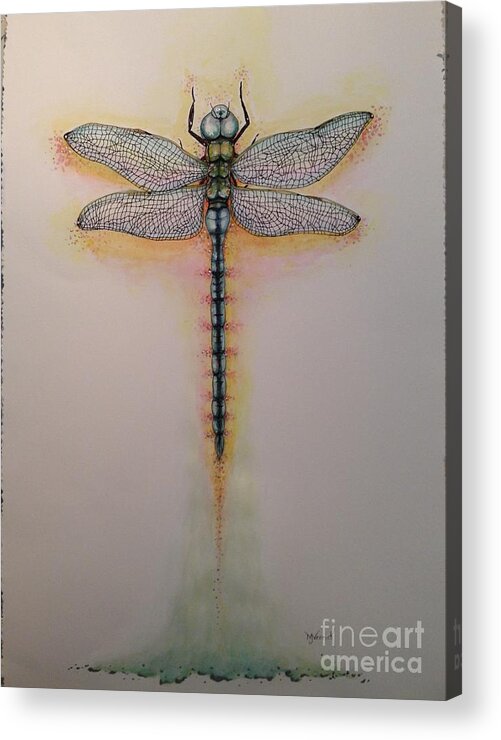 Dragonfly Acrylic Print featuring the painting Drag On Fly by M J Venrick