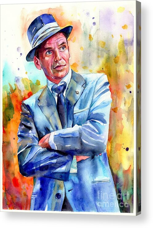 Frank Acrylic Print featuring the painting Frank Sinatra young painting by Suzann Sines