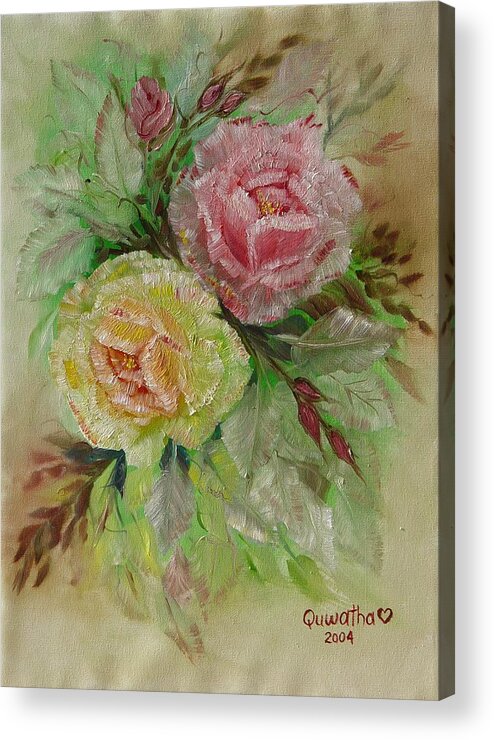 Roses Acrylic Print featuring the painting Roses #1 by Quwatha Valentine