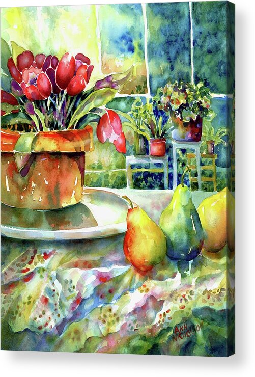 Watercolor Acrylic Print featuring the painting Solarium #1 by Ann Nicholson