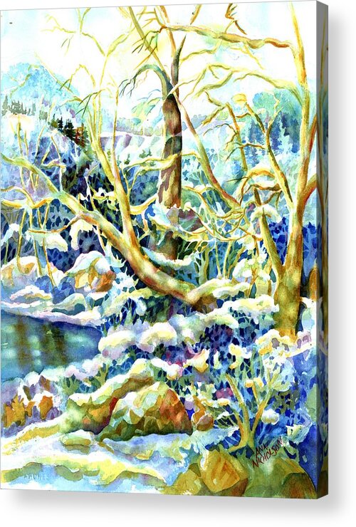 Watercolor Acrylic Print featuring the painting Winter by Ann Nicholson