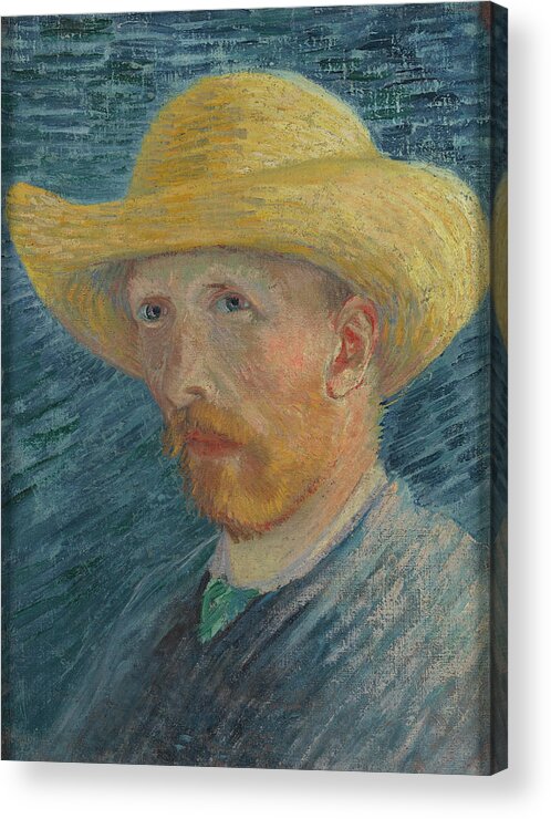 Vincent Van Gogh Acrylic Print featuring the painting Self-Portrait with Straw Hat #10 by Vincent van Gogh