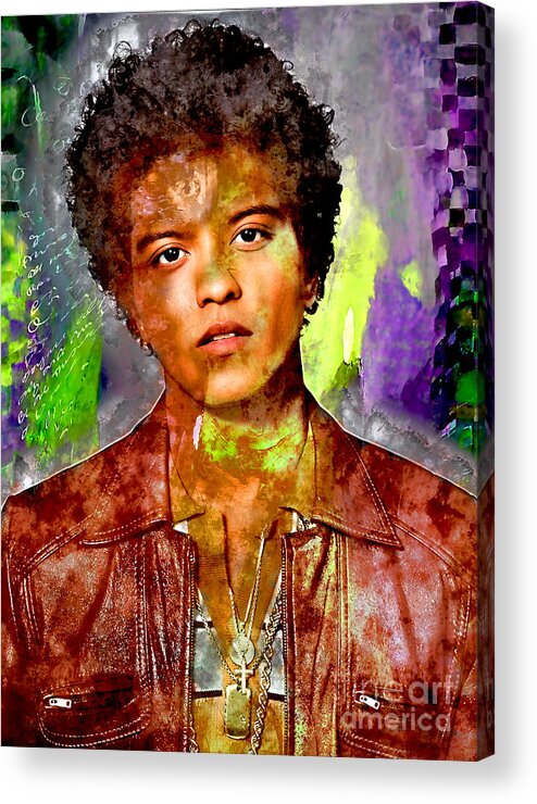 Bruno Mars Acrylic Print featuring the mixed media Bruno Mars #6 by Marvin Blaine