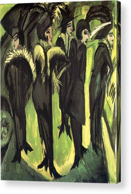 Five Women At The Street - Ernst Ludwig Kirchner Acrylic Print featuring the painting Five Women at the Street by Ernst Ludwig