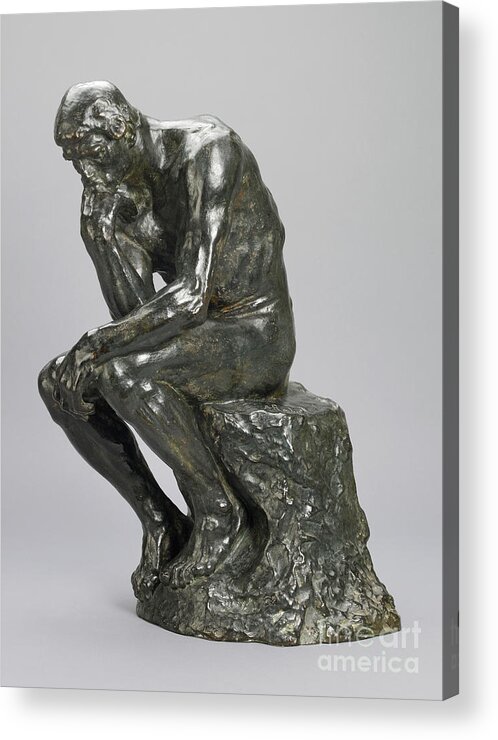 The Thinker Acrylic Print featuring the sculpture The Thinker by Auguste Rodin