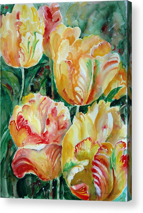 Paper Acrylic Print featuring the painting Tulips by Ingrid Dohm