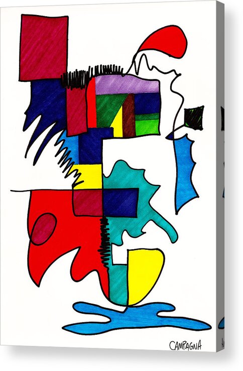 Marker Acrylic Print featuring the drawing Untitled #54 by Teddy Campagna