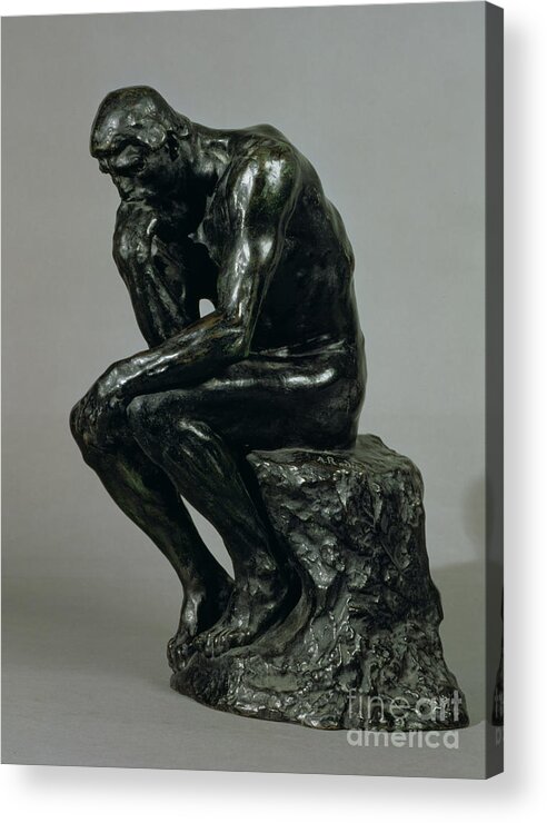 The Thinker Acrylic Print featuring the sculpture The Thinker by Auguste Rodin