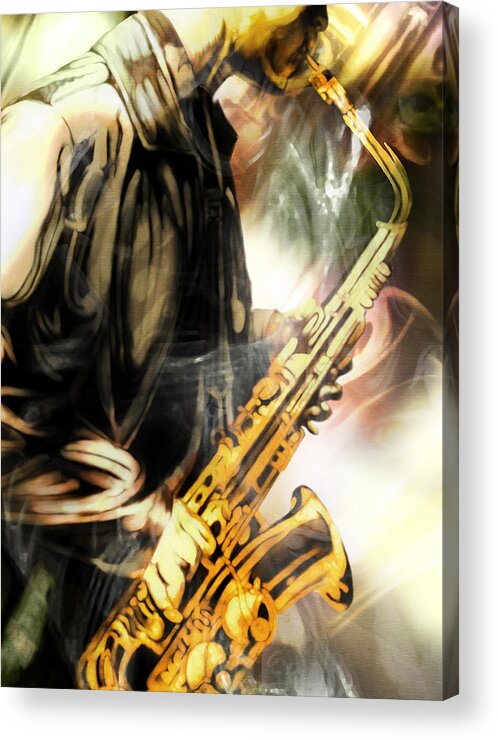 Jazz Art Acrylic Print featuring the painting 8 Bars by Mike Massengale
