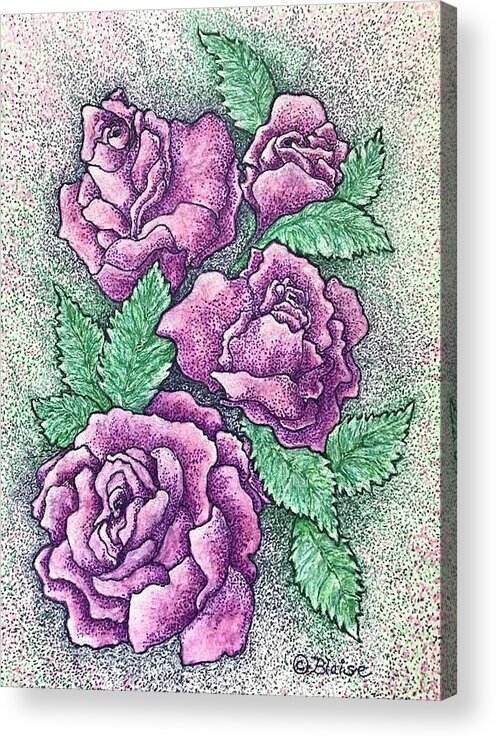 Roses Acrylic Print featuring the mixed media Corsage by Yvonne Blasy