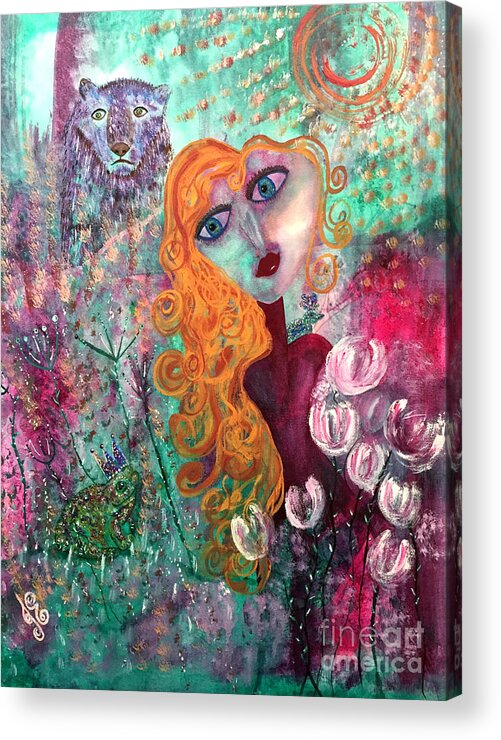 Fantasy Acrylic Print featuring the painting A Curious Tale by Julie Engelhardt