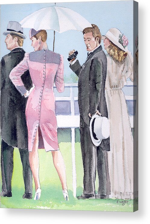 Race Track Acrylic Print featuring the painting A Day At The Races by Arline Wagner